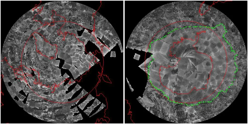 The left image is a composite of the Arctic and the right image is a composite of the Antarctic.