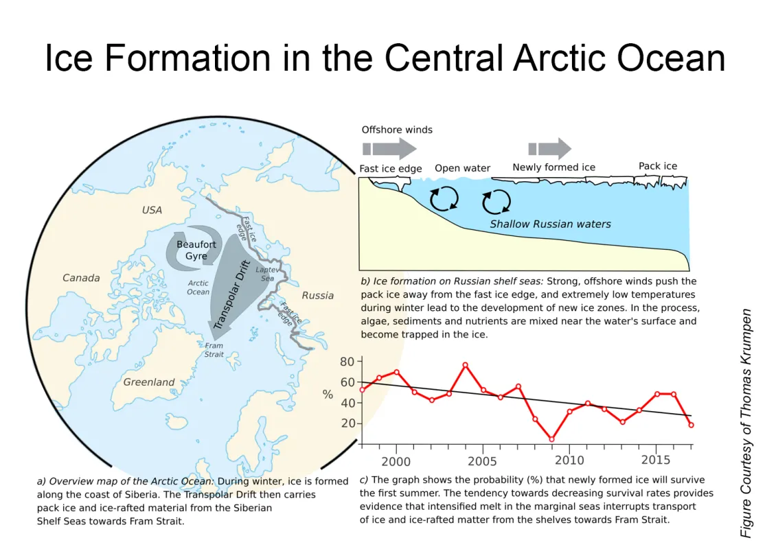 This map shows the main sea ice drift patterns.