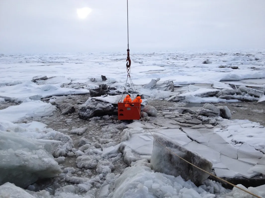 Image shows sediment-rich sea ice in the Transpolar Drift Stream.