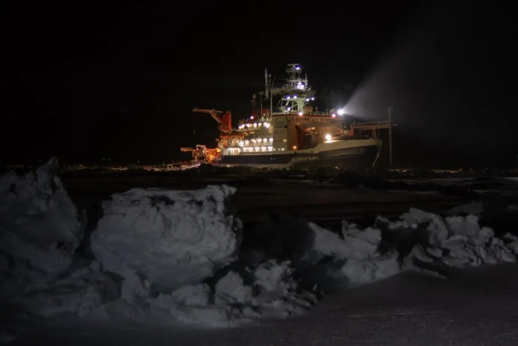  Photo shows the RV Polarstern, the German icebreaker that is frozen into Arctic sea ice during the Multidisciplinary drifting Observatory for the Study of Arctic Change expedition.