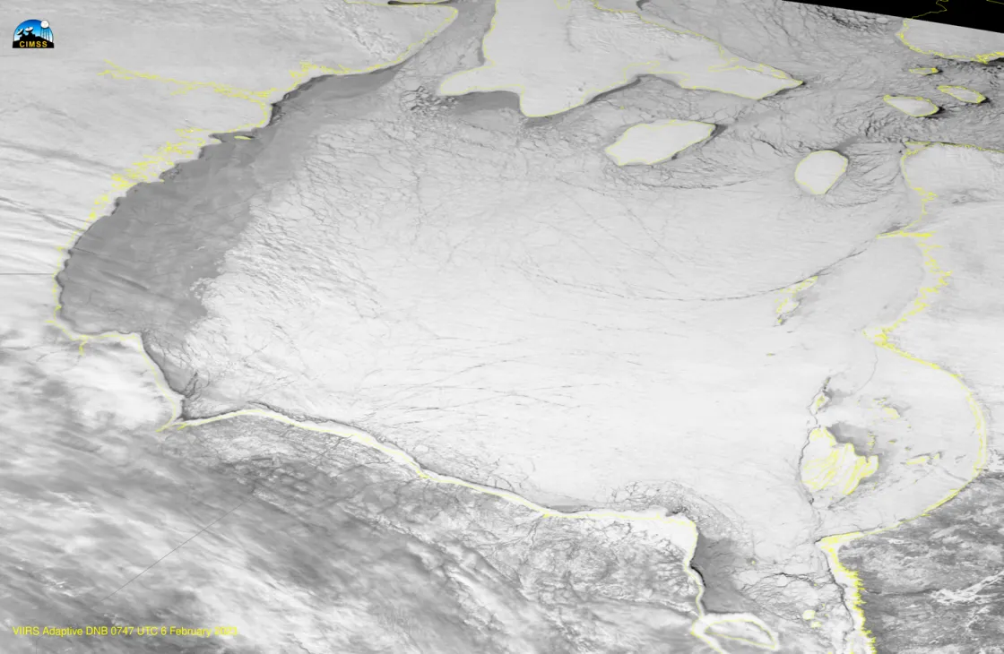 This NASA Visible Infrared Imaging Radiometer Suite (VIIRS) visible image was taken on February 6, 2023.