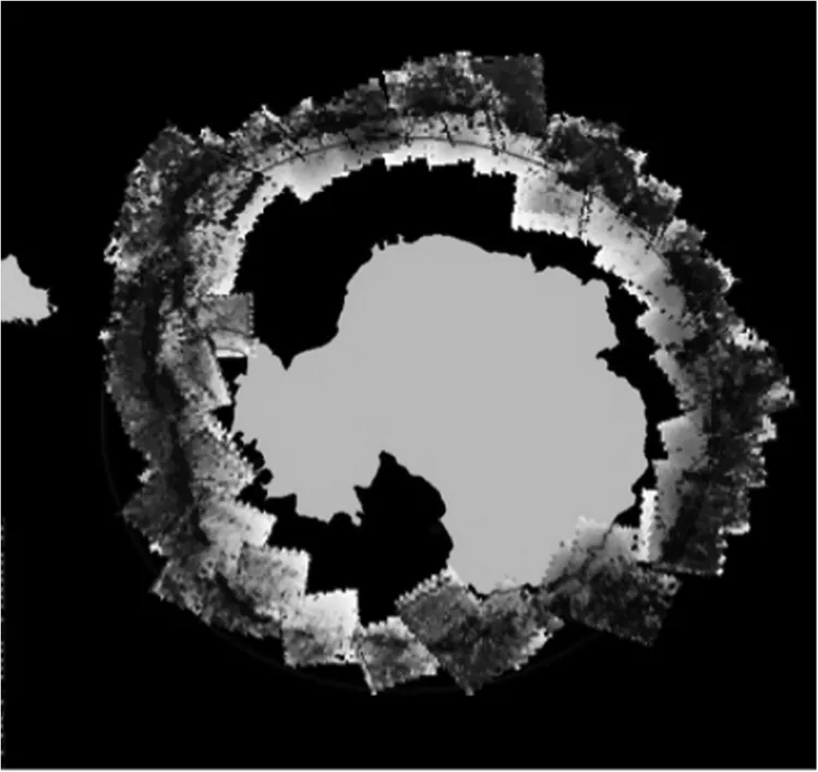 Image show the sea ice edge for the last week of August 1966 using the minimum Advanced Vidicon Camera System on the NASA Nimbus satellite.