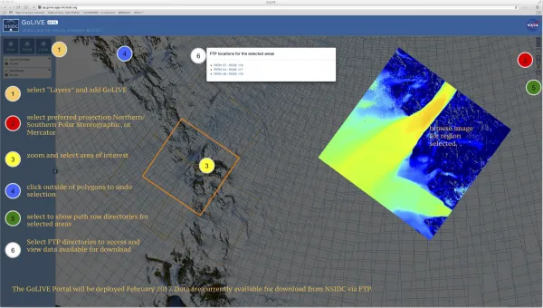 Annotated Features of the GoLive Map Application Window 