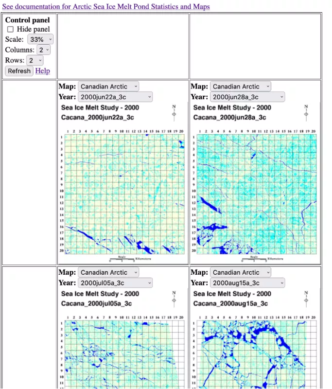 BIST tool showing the evolution of melt ponds over the summer months at a site north of Canada