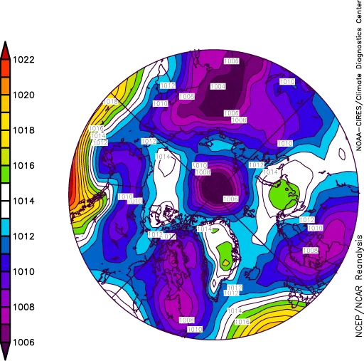 August 2006 Arctic sea-level pressure anomalies