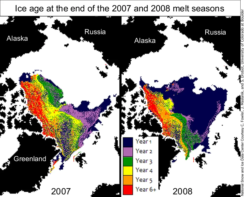 Comparison of sea ice age during the second full week of September