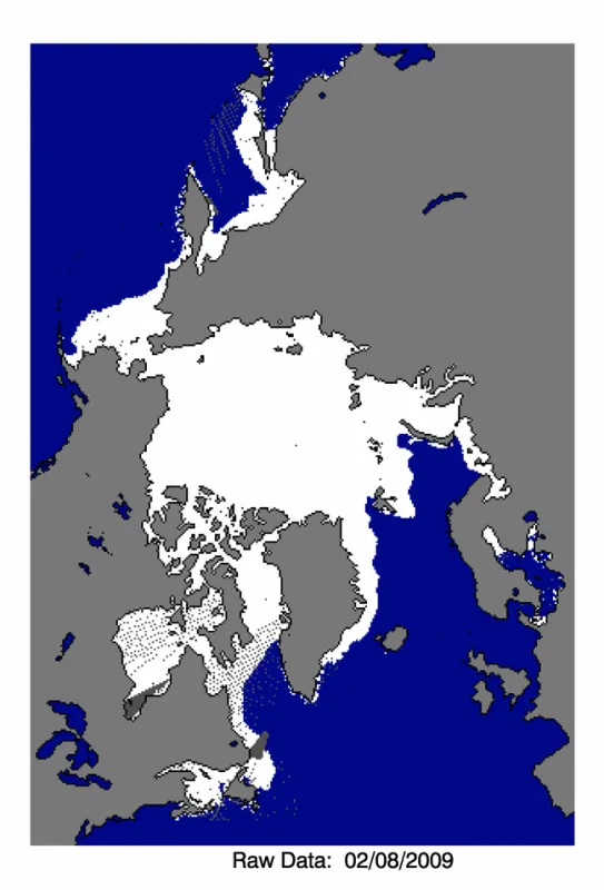 Animated map of Arctic sea ice.