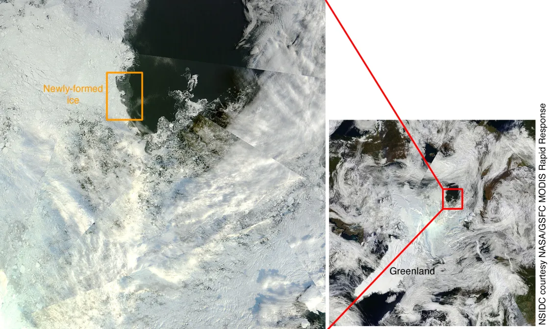 Satellite image of the Arctic.