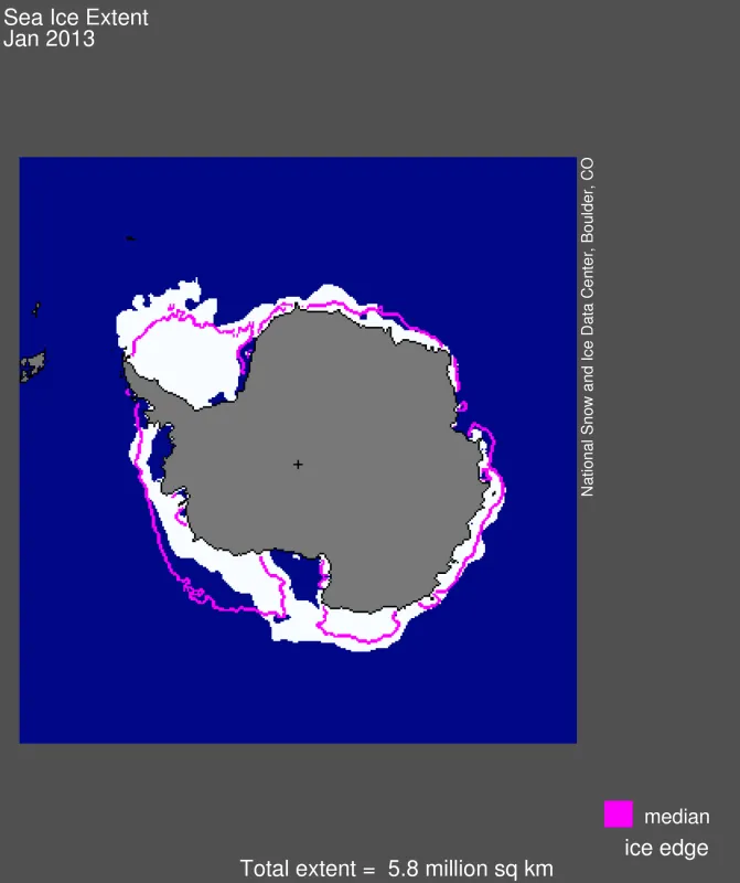 Map showing Antarctic sea ice extent.