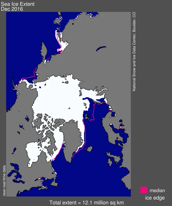 Map showing Arctic sea ice extent.