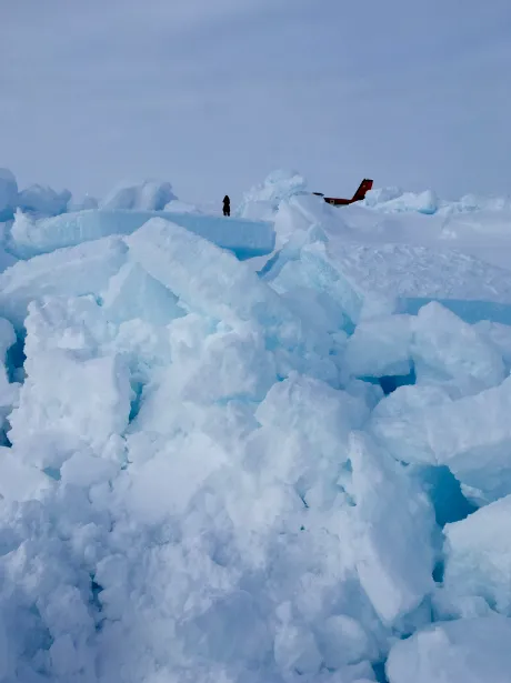 Photo showing broken up sea ice.