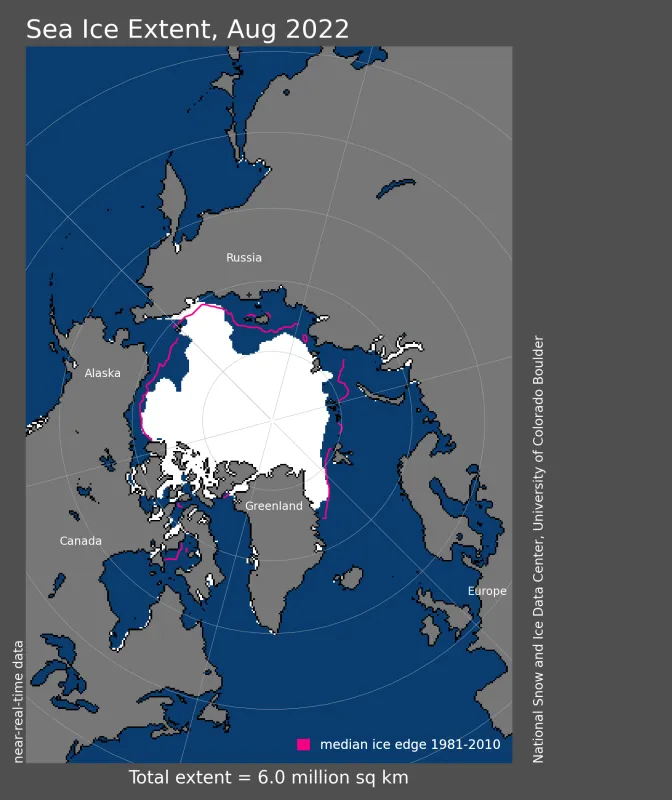 Map showing Arctic sea ice extent.