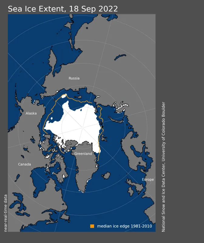 Map showing Arctic sea ice extent.