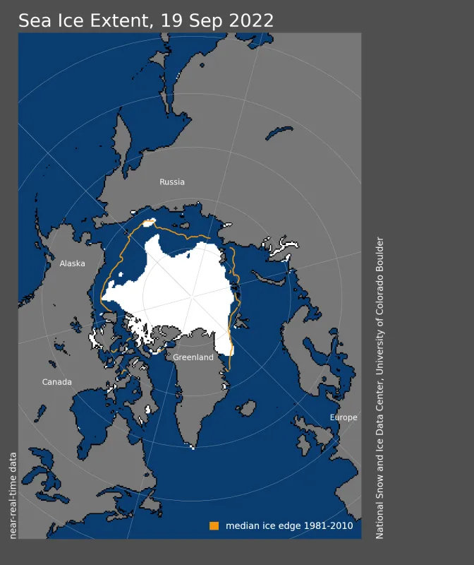 Map showing Arctic sea ice extent.