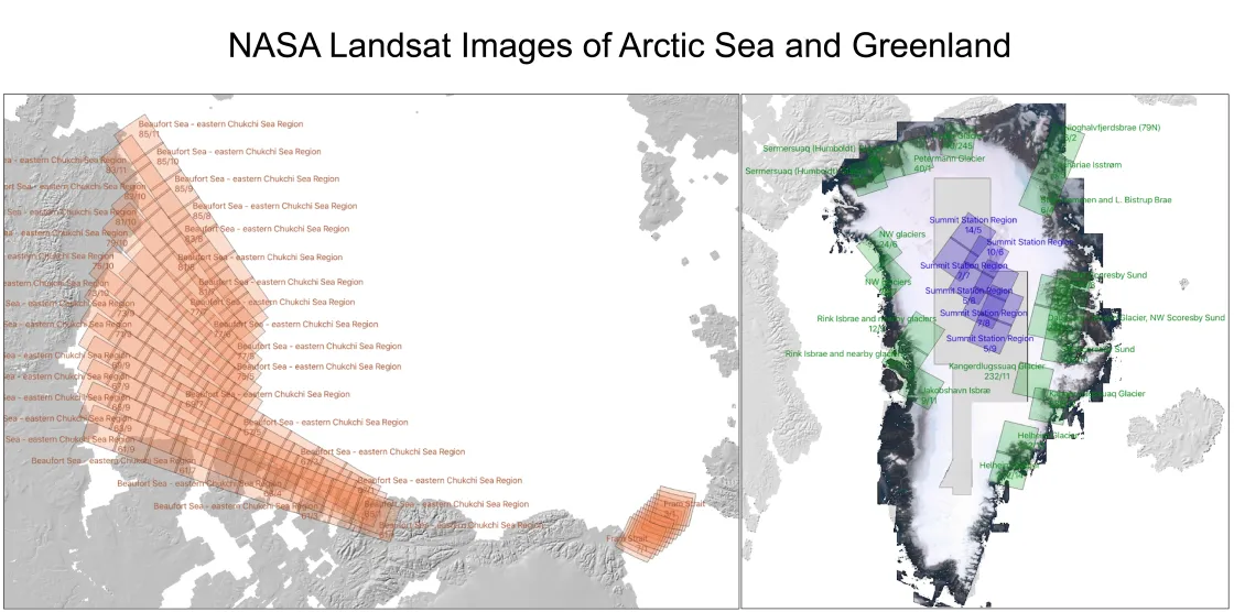 Landsat 8 and 9 images of Greenland and western Arctic Sea