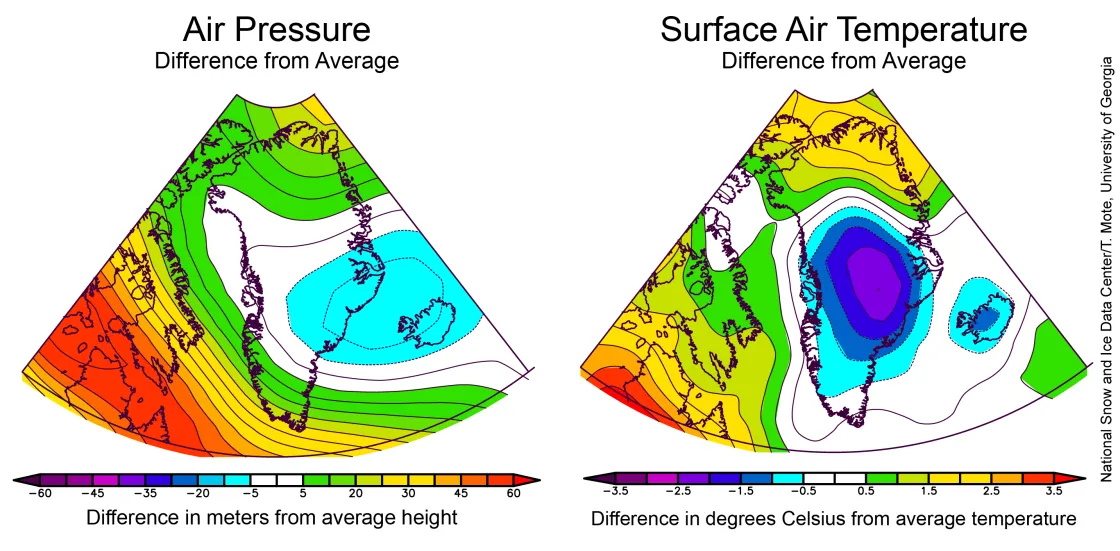 weather conditions for the Greenland Ice Sheet for April 1 to June 12