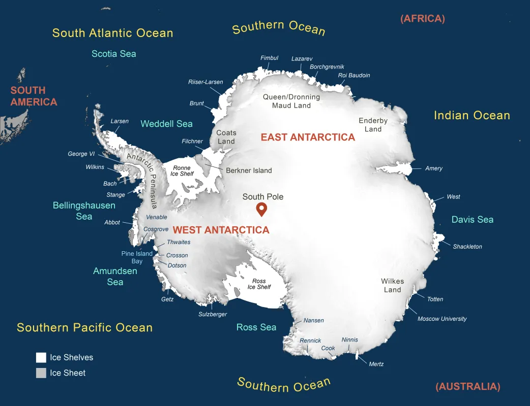 Map of Antarctic Ice Shelves