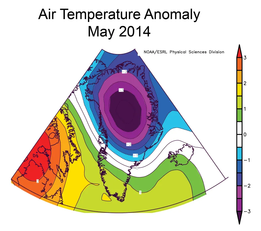 Temeprature anomaly map