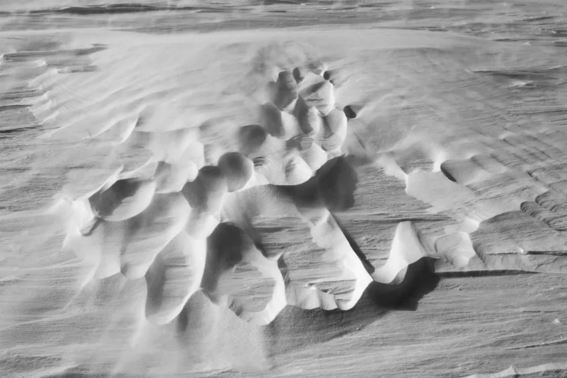 Photo of wind-sculpted snow surface