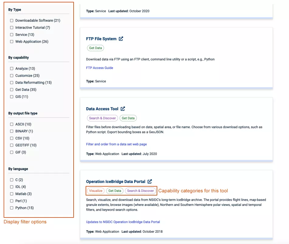 Date tools filtering options with annotations