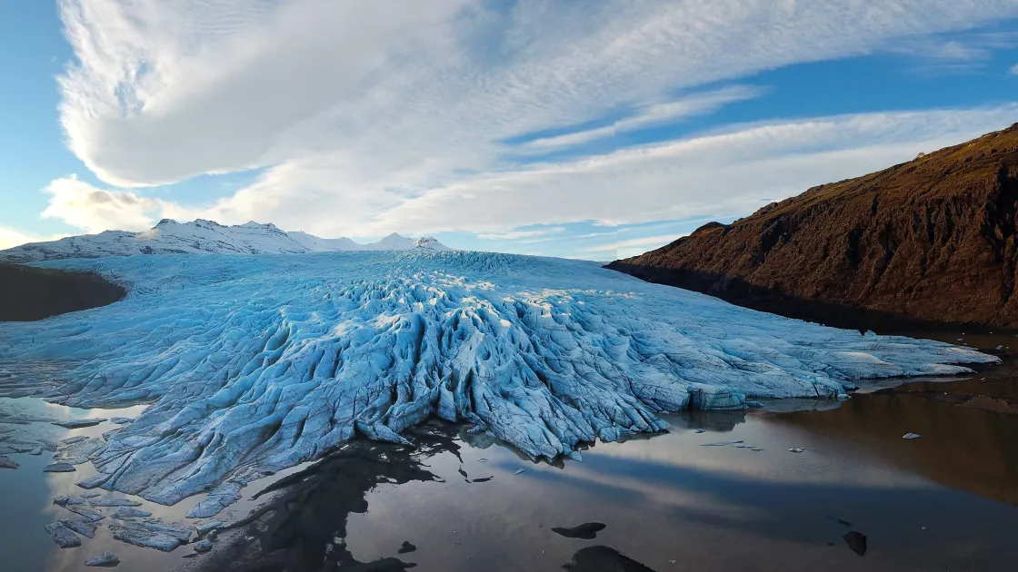 The terminus of the Fláajökull outlet glacier, part of the Vatnajökull Ice Cap in southeast Iceland