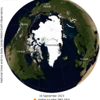 Arctic sea ice extent, September 19, 2023