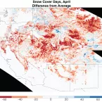 Snow-cover-days anomaly map, April 2021