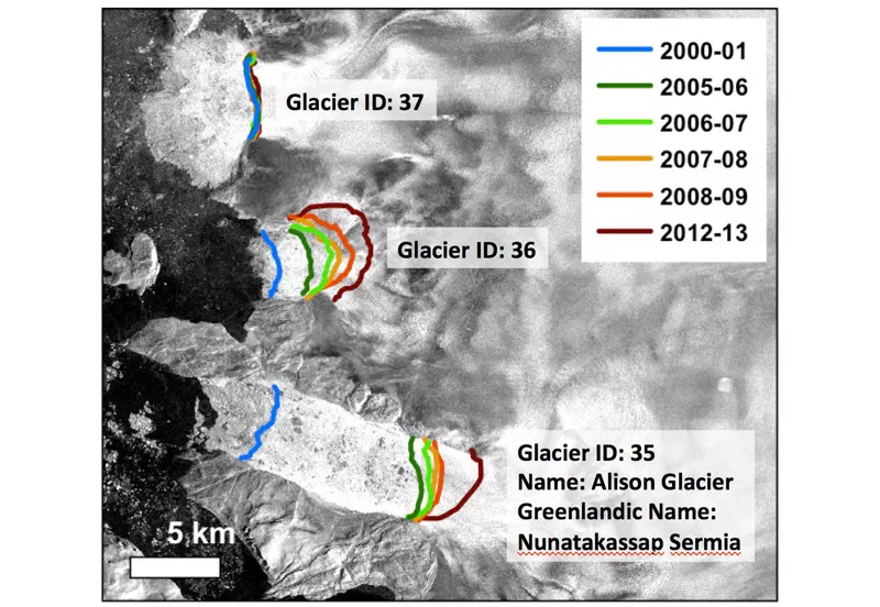 Alison Glacier terminus positions