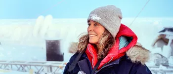 Julienne Stroeve on ship in Arctic Ocean