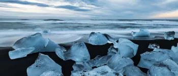 coarse ice crystals on a beach in Iceland